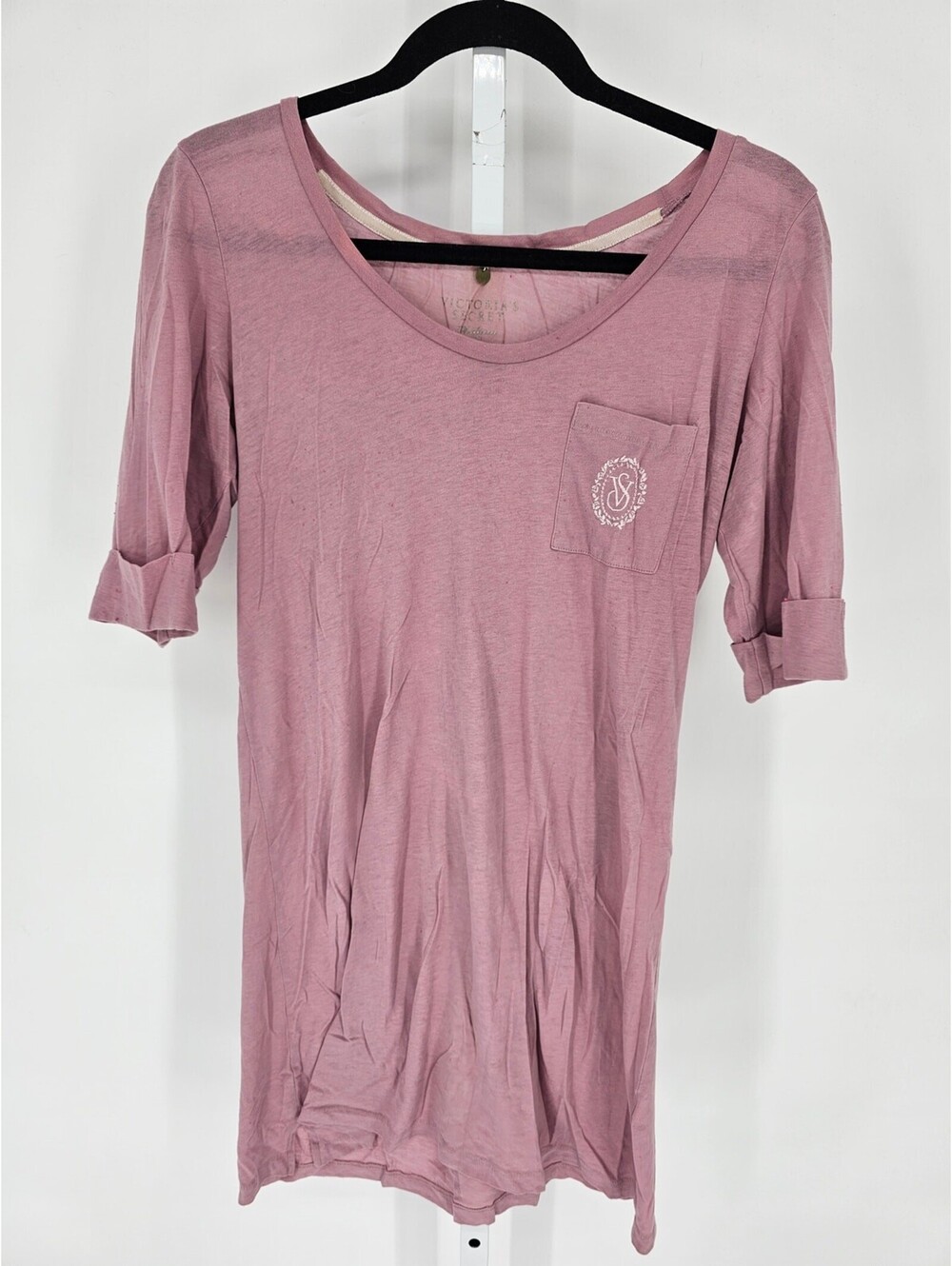 Vintage Victorias Secret Womens Sz M Short Sleeve Nightgown Sleepshirt Pink
